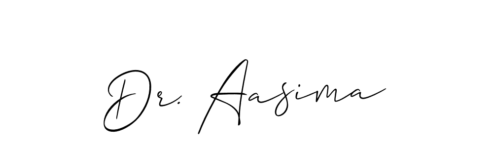 Allison_Script is a professional signature style that is perfect for those who want to add a touch of class to their signature. It is also a great choice for those who want to make their signature more unique. Get Dr. Aasima name to fancy signature for free. Dr. Aasima signature style 2 images and pictures png