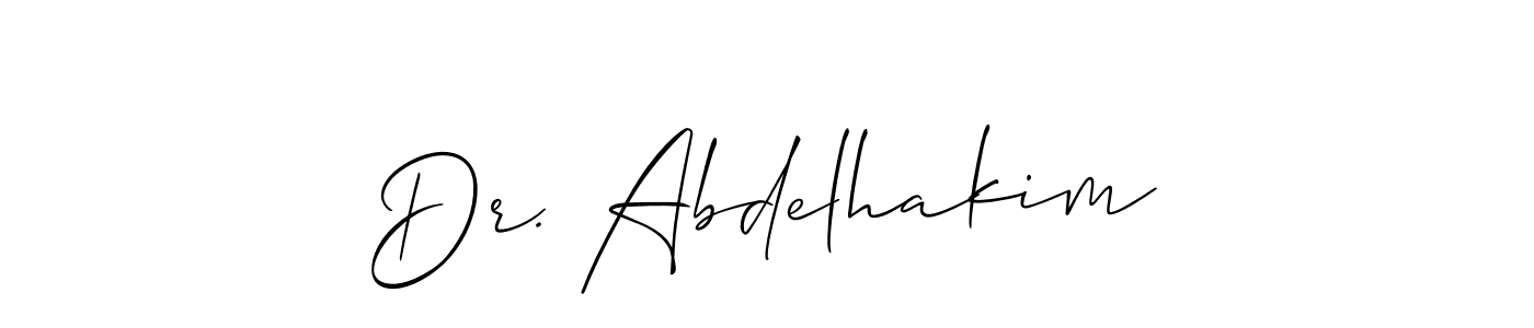 The best way (Allison_Script) to make a short signature is to pick only two or three words in your name. The name Dr. Abdelhakim include a total of six letters. For converting this name. Dr. Abdelhakim signature style 2 images and pictures png