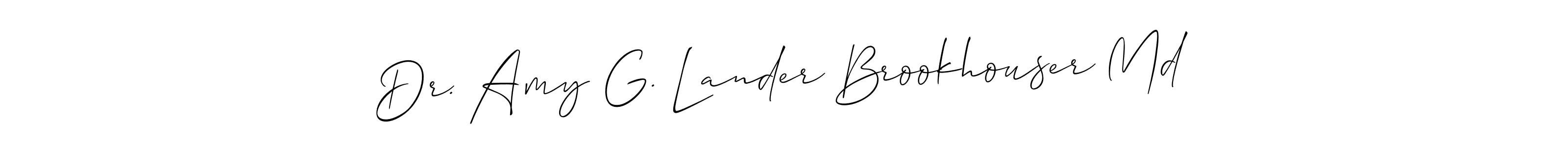 The best way (Allison_Script) to make a short signature is to pick only two or three words in your name. The name Dr. Amy G. Lander Brookhouser Md include a total of six letters. For converting this name. Dr. Amy G. Lander Brookhouser Md signature style 2 images and pictures png