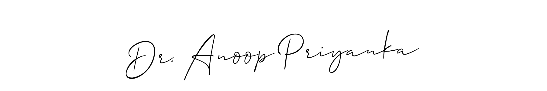 if you are searching for the best signature style for your name Dr. Anoop Priyanka. so please give up your signature search. here we have designed multiple signature styles  using Allison_Script. Dr. Anoop Priyanka signature style 2 images and pictures png