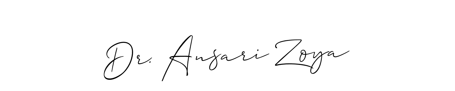 How to make Dr. Ansari Zoya name signature. Use Allison_Script style for creating short signs online. This is the latest handwritten sign. Dr. Ansari Zoya signature style 2 images and pictures png