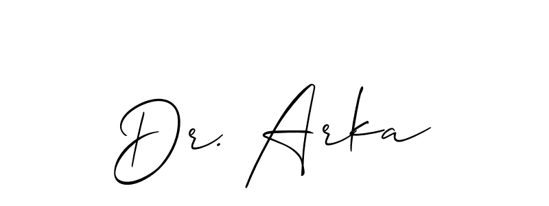 The best way (Allison_Script) to make a short signature is to pick only two or three words in your name. The name Dr. Arka include a total of six letters. For converting this name. Dr. Arka signature style 2 images and pictures png