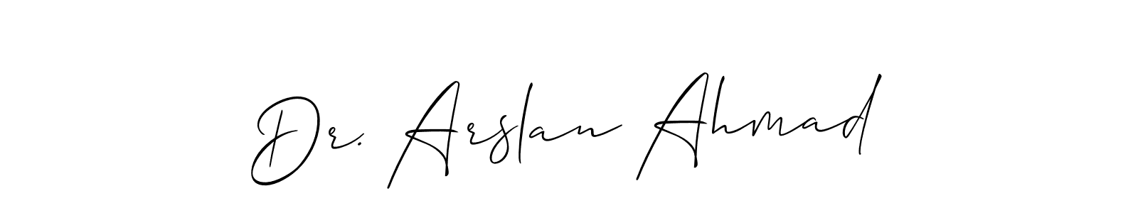 How to make Dr. Arslan Ahmad name signature. Use Allison_Script style for creating short signs online. This is the latest handwritten sign. Dr. Arslan Ahmad signature style 2 images and pictures png