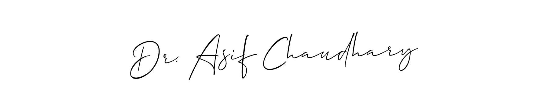 The best way (Allison_Script) to make a short signature is to pick only two or three words in your name. The name Dr. Asif Chaudhary include a total of six letters. For converting this name. Dr. Asif Chaudhary signature style 2 images and pictures png