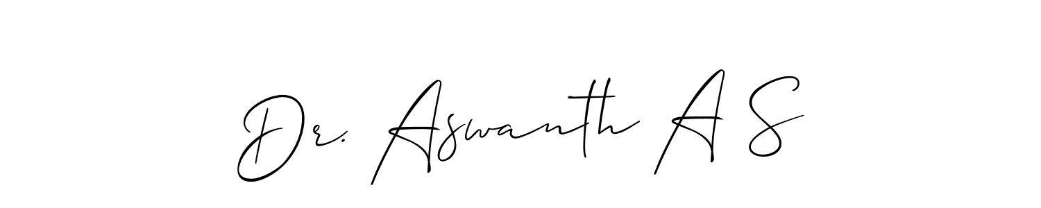 Check out images of Autograph of Dr. Aswanth A S name. Actor Dr. Aswanth A S Signature Style. Allison_Script is a professional sign style online. Dr. Aswanth A S signature style 2 images and pictures png