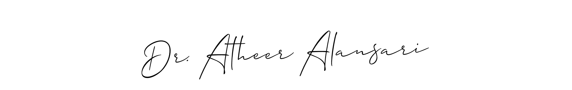 if you are searching for the best signature style for your name Dr. Atheer Alansari. so please give up your signature search. here we have designed multiple signature styles  using Allison_Script. Dr. Atheer Alansari signature style 2 images and pictures png