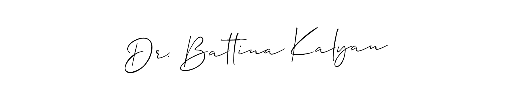 It looks lik you need a new signature style for name Dr. Battina Kalyan. Design unique handwritten (Allison_Script) signature with our free signature maker in just a few clicks. Dr. Battina Kalyan signature style 2 images and pictures png