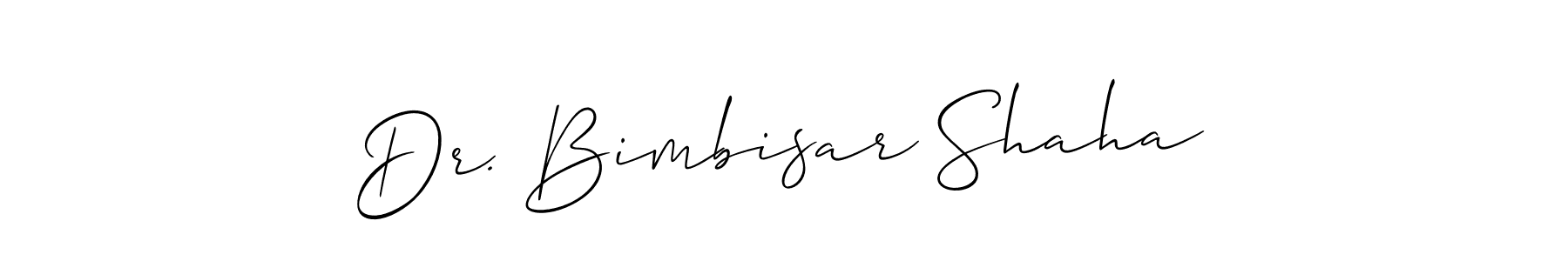 You should practise on your own different ways (Allison_Script) to write your name (Dr. Bimbisar Shaha) in signature. don't let someone else do it for you. Dr. Bimbisar Shaha signature style 2 images and pictures png