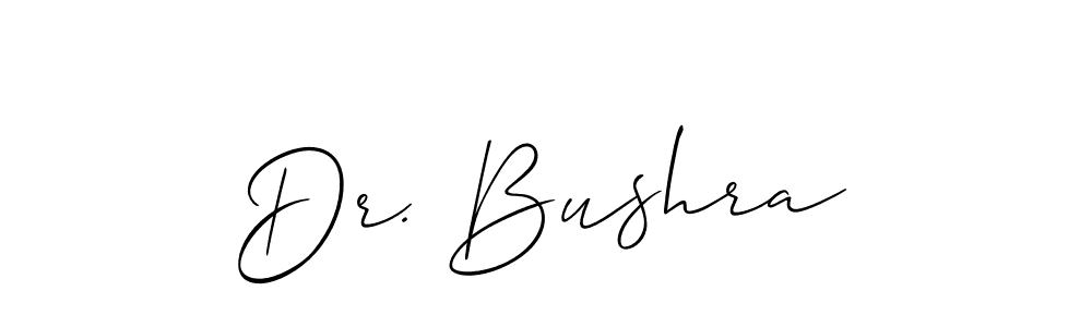 if you are searching for the best signature style for your name Dr. Bushra. so please give up your signature search. here we have designed multiple signature styles  using Allison_Script. Dr. Bushra signature style 2 images and pictures png