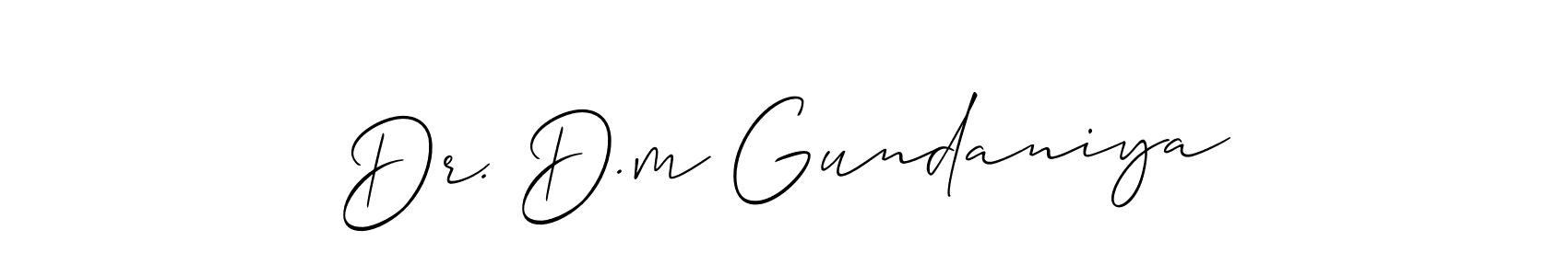 You should practise on your own different ways (Allison_Script) to write your name (Dr. D.m Gundaniya) in signature. don't let someone else do it for you. Dr. D.m Gundaniya signature style 2 images and pictures png