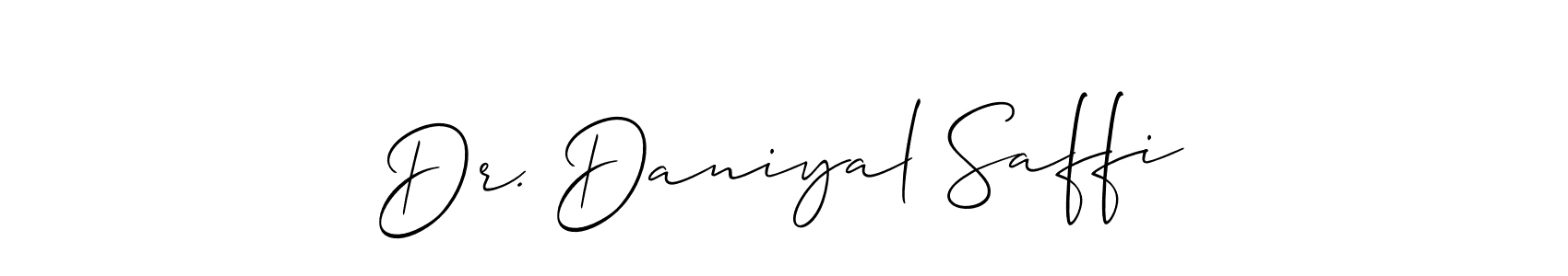 Create a beautiful signature design for name Dr. Daniyal Saffi. With this signature (Allison_Script) fonts, you can make a handwritten signature for free. Dr. Daniyal Saffi signature style 2 images and pictures png