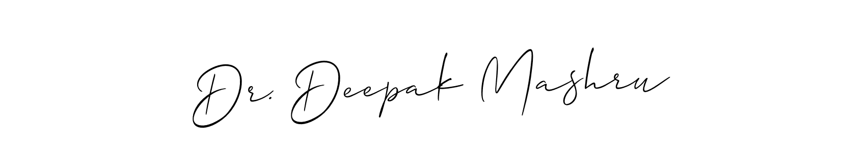 Make a beautiful signature design for name Dr. Deepak Mashru. With this signature (Allison_Script) style, you can create a handwritten signature for free. Dr. Deepak Mashru signature style 2 images and pictures png