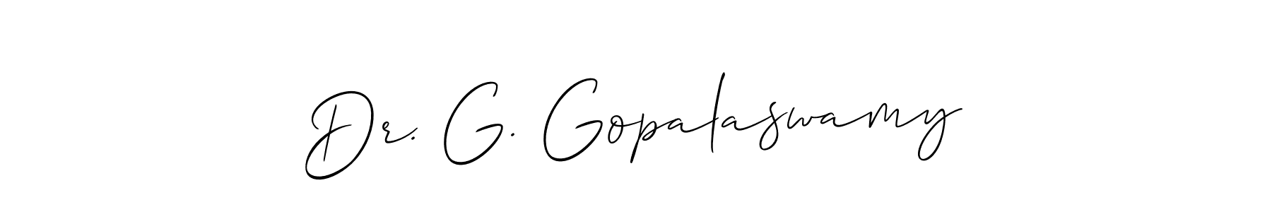 How to make Dr. G. Gopalaswamy name signature. Use Allison_Script style for creating short signs online. This is the latest handwritten sign. Dr. G. Gopalaswamy signature style 2 images and pictures png