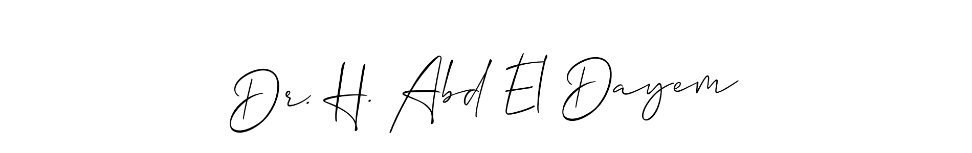 It looks lik you need a new signature style for name Dr. H. Abd El Dayem. Design unique handwritten (Allison_Script) signature with our free signature maker in just a few clicks. Dr. H. Abd El Dayem signature style 2 images and pictures png