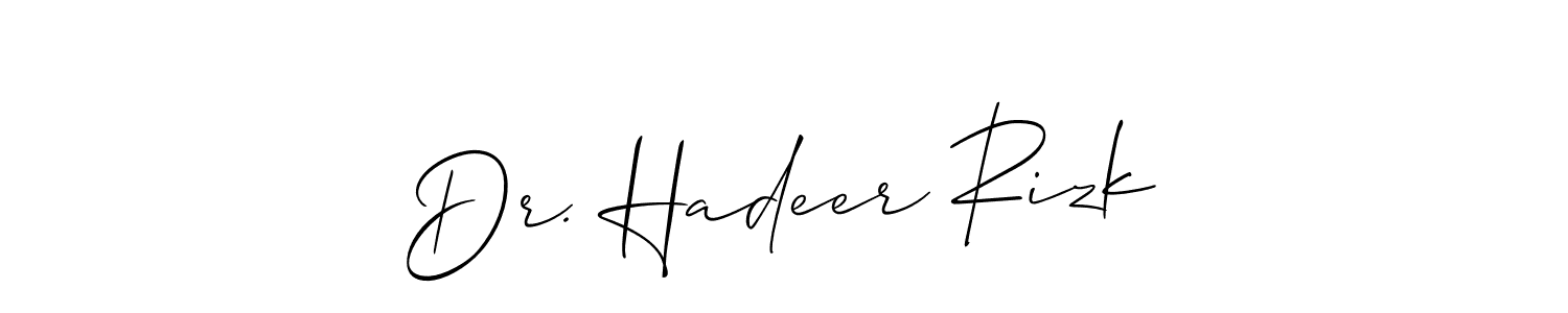 Also we have Dr. Hadeer Rizk name is the best signature style. Create professional handwritten signature collection using Allison_Script autograph style. Dr. Hadeer Rizk signature style 2 images and pictures png