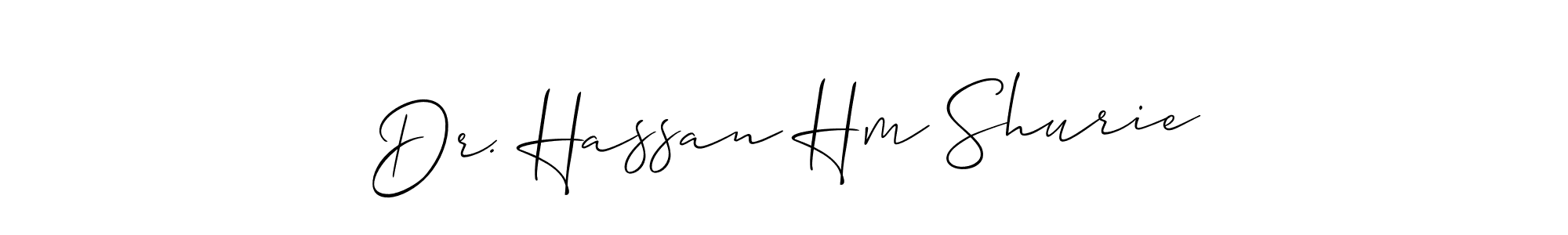 Similarly Allison_Script is the best handwritten signature design. Signature creator online .You can use it as an online autograph creator for name Dr. Hassan Hm Shurie. Dr. Hassan Hm Shurie signature style 2 images and pictures png