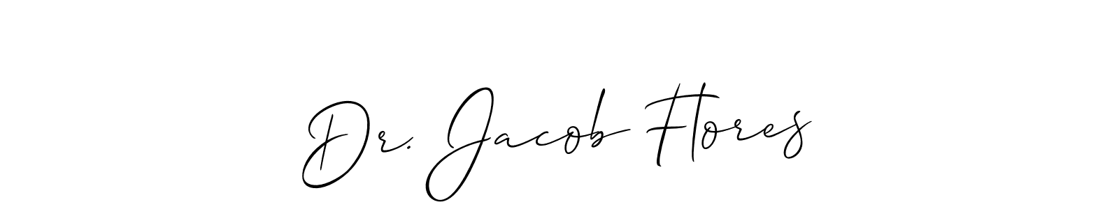 The best way (Allison_Script) to make a short signature is to pick only two or three words in your name. The name Dr. Jacob Flores include a total of six letters. For converting this name. Dr. Jacob Flores signature style 2 images and pictures png