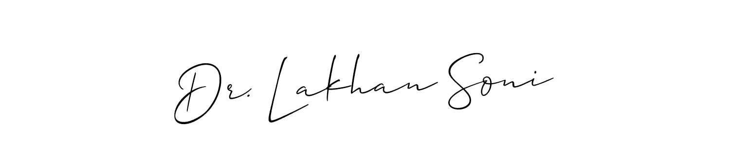 This is the best signature style for the Dr. Lakhan Soni name. Also you like these signature font (Allison_Script). Mix name signature. Dr. Lakhan Soni signature style 2 images and pictures png