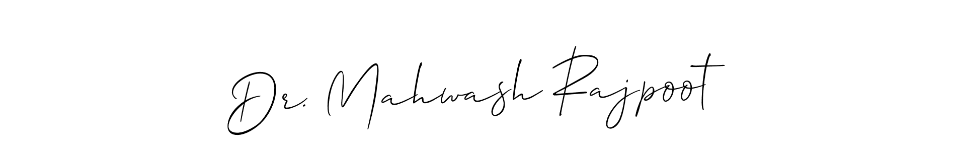 You should practise on your own different ways (Allison_Script) to write your name (Dr. Mahwash Rajpoot) in signature. don't let someone else do it for you. Dr. Mahwash Rajpoot signature style 2 images and pictures png