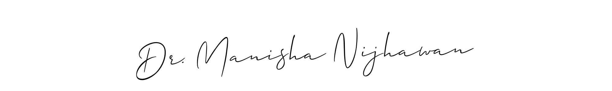 Design your own signature with our free online signature maker. With this signature software, you can create a handwritten (Allison_Script) signature for name Dr. Manisha Nijhawan. Dr. Manisha Nijhawan signature style 2 images and pictures png