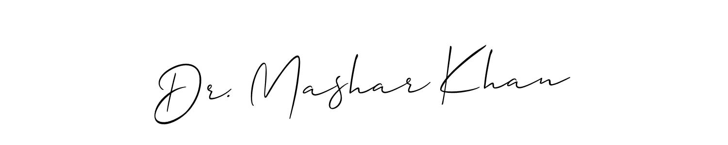 Allison_Script is a professional signature style that is perfect for those who want to add a touch of class to their signature. It is also a great choice for those who want to make their signature more unique. Get Dr. Mashar Khan name to fancy signature for free. Dr. Mashar Khan signature style 2 images and pictures png