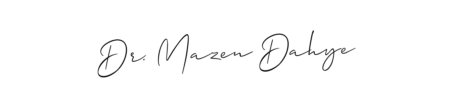 Use a signature maker to create a handwritten signature online. With this signature software, you can design (Allison_Script) your own signature for name Dr. Mazen Dahye. Dr. Mazen Dahye signature style 2 images and pictures png