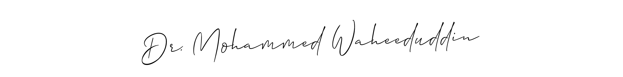 This is the best signature style for the Dr. Mohammed Waheeduddin name. Also you like these signature font (Allison_Script). Mix name signature. Dr. Mohammed Waheeduddin signature style 2 images and pictures png