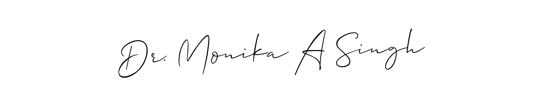 How to make Dr. Monika A Singh name signature. Use Allison_Script style for creating short signs online. This is the latest handwritten sign. Dr. Monika A Singh signature style 2 images and pictures png