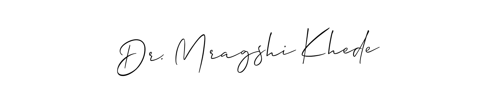 How to make Dr. Mragshi Khede name signature. Use Allison_Script style for creating short signs online. This is the latest handwritten sign. Dr. Mragshi Khede signature style 2 images and pictures png