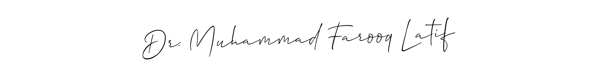 Use a signature maker to create a handwritten signature online. With this signature software, you can design (Allison_Script) your own signature for name Dr. Muhammad Farooq Latif. Dr. Muhammad Farooq Latif signature style 2 images and pictures png