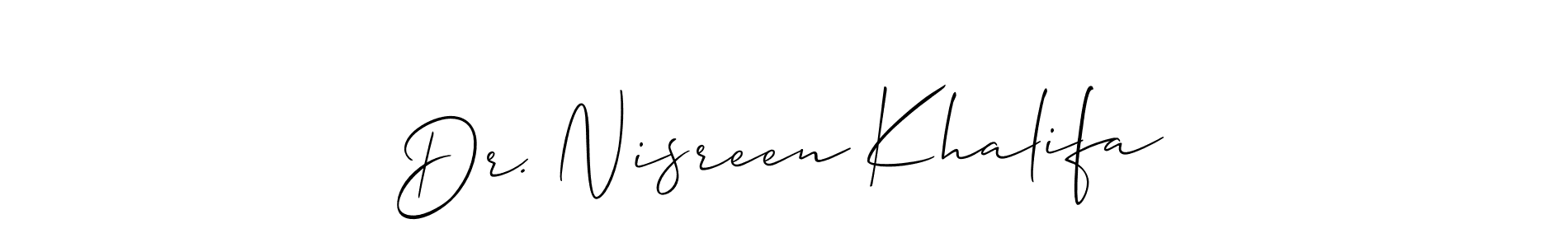 Design your own signature with our free online signature maker. With this signature software, you can create a handwritten (Allison_Script) signature for name Dr. Nisreen Khalifa. Dr. Nisreen Khalifa signature style 2 images and pictures png