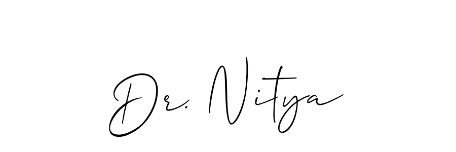 The best way (Allison_Script) to make a short signature is to pick only two or three words in your name. The name Dr. Nitya include a total of six letters. For converting this name. Dr. Nitya signature style 2 images and pictures png