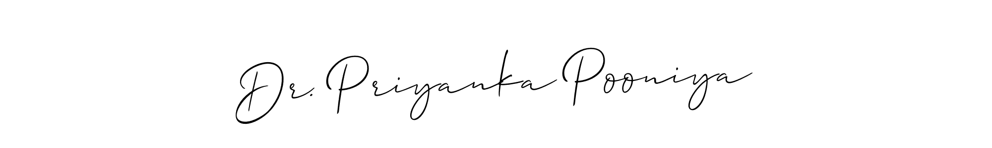 Dr. Priyanka Pooniya stylish signature style. Best Handwritten Sign (Allison_Script) for my name. Handwritten Signature Collection Ideas for my name Dr. Priyanka Pooniya. Dr. Priyanka Pooniya signature style 2 images and pictures png