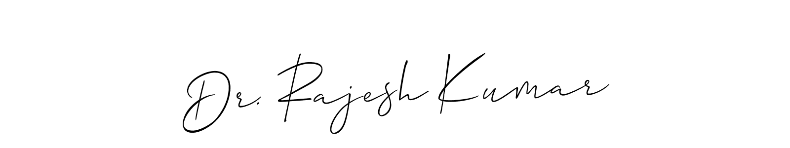 The best way (Allison_Script) to make a short signature is to pick only two or three words in your name. The name Dr. Rajesh Kumar include a total of six letters. For converting this name. Dr. Rajesh Kumar signature style 2 images and pictures png