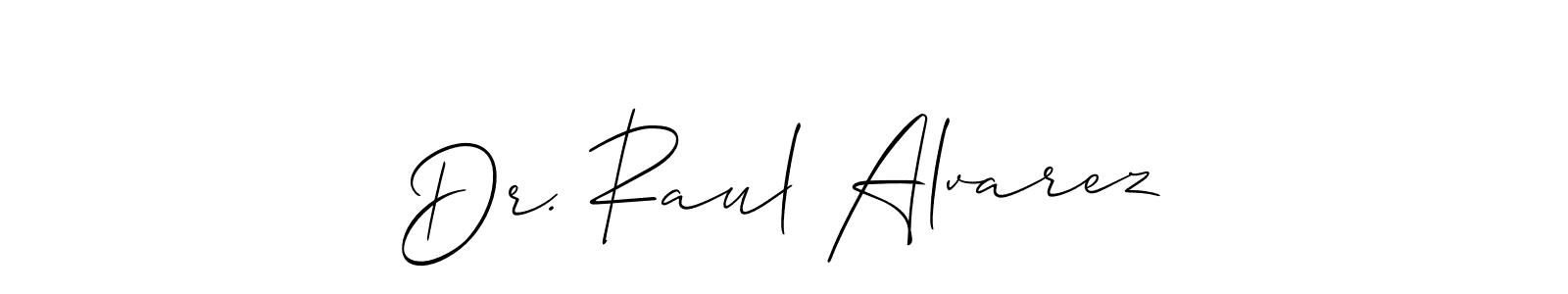 The best way (Allison_Script) to make a short signature is to pick only two or three words in your name. The name Dr. Raul Alvarez include a total of six letters. For converting this name. Dr. Raul Alvarez signature style 2 images and pictures png