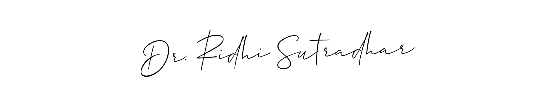 How to make Dr. Ridhi Sutradhar name signature. Use Allison_Script style for creating short signs online. This is the latest handwritten sign. Dr. Ridhi Sutradhar signature style 2 images and pictures png