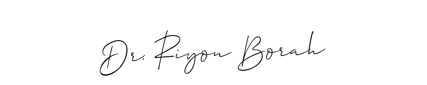 It looks lik you need a new signature style for name Dr. Riyon Borah. Design unique handwritten (Allison_Script) signature with our free signature maker in just a few clicks. Dr. Riyon Borah signature style 2 images and pictures png