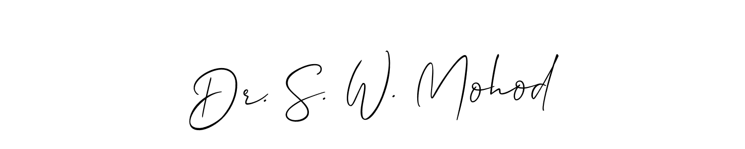 How to make Dr. S. W. Mohod name signature. Use Allison_Script style for creating short signs online. This is the latest handwritten sign. Dr. S. W. Mohod signature style 2 images and pictures png