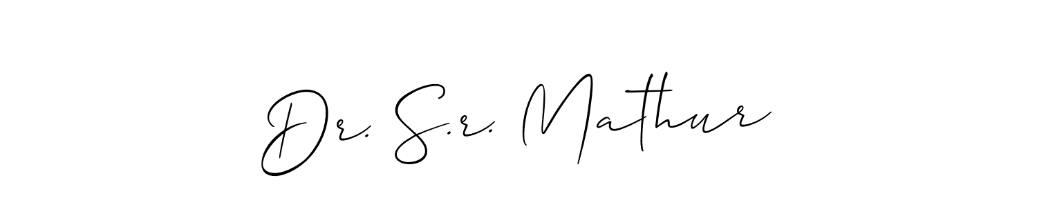 How to make Dr. S.r. Mathur signature? Allison_Script is a professional autograph style. Create handwritten signature for Dr. S.r. Mathur name. Dr. S.r. Mathur signature style 2 images and pictures png