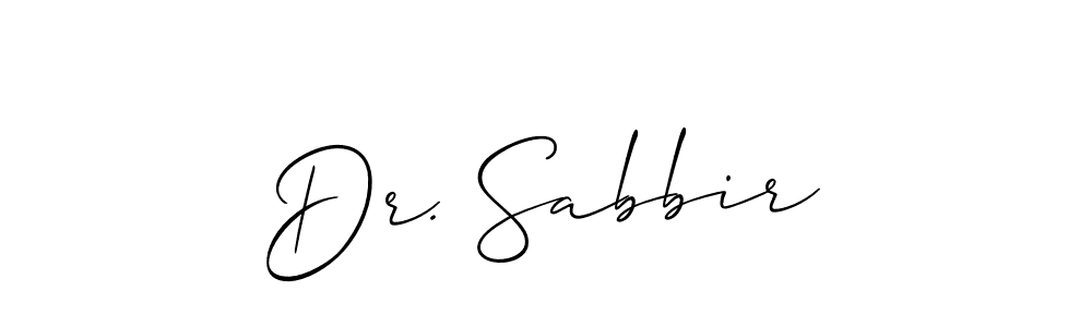 The best way (Allison_Script) to make a short signature is to pick only two or three words in your name. The name Dr. Sabbir include a total of six letters. For converting this name. Dr. Sabbir signature style 2 images and pictures png