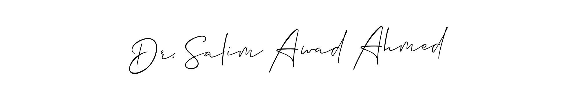 The best way (Allison_Script) to make a short signature is to pick only two or three words in your name. The name Dr. Salim Awad Ahmed include a total of six letters. For converting this name. Dr. Salim Awad Ahmed signature style 2 images and pictures png