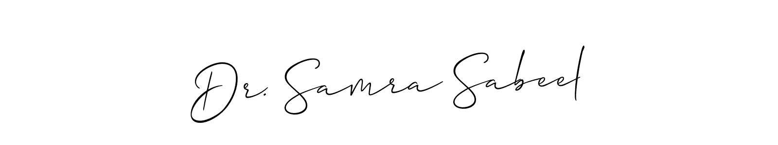 Also You can easily find your signature by using the search form. We will create Dr. Samra Sabeel name handwritten signature images for you free of cost using Allison_Script sign style. Dr. Samra Sabeel signature style 2 images and pictures png