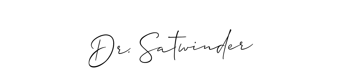 It looks lik you need a new signature style for name Dr. Satwinder. Design unique handwritten (Allison_Script) signature with our free signature maker in just a few clicks. Dr. Satwinder signature style 2 images and pictures png