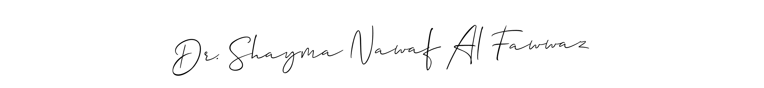 The best way (Allison_Script) to make a short signature is to pick only two or three words in your name. The name Dr. Shayma Nawaf Al Fawwaz include a total of six letters. For converting this name. Dr. Shayma Nawaf Al Fawwaz signature style 2 images and pictures png