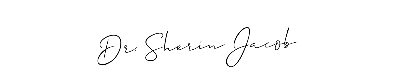 if you are searching for the best signature style for your name Dr. Sherin Jacob. so please give up your signature search. here we have designed multiple signature styles  using Allison_Script. Dr. Sherin Jacob signature style 2 images and pictures png