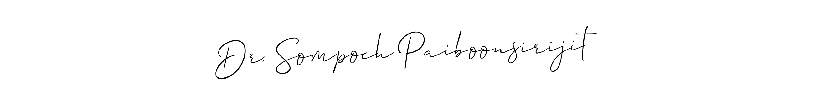 You should practise on your own different ways (Allison_Script) to write your name (Dr. Sompoch Paiboonsirijit) in signature. don't let someone else do it for you. Dr. Sompoch Paiboonsirijit signature style 2 images and pictures png