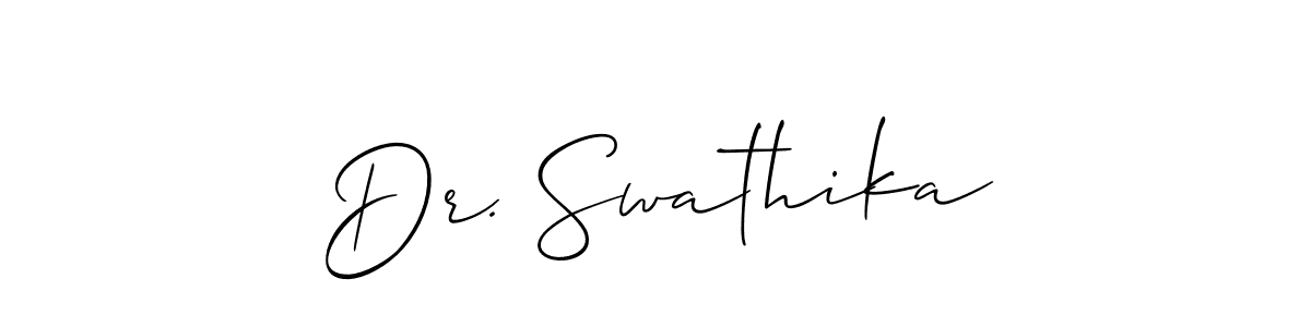 Also You can easily find your signature by using the search form. We will create Dr. Swathika name handwritten signature images for you free of cost using Allison_Script sign style. Dr. Swathika signature style 2 images and pictures png