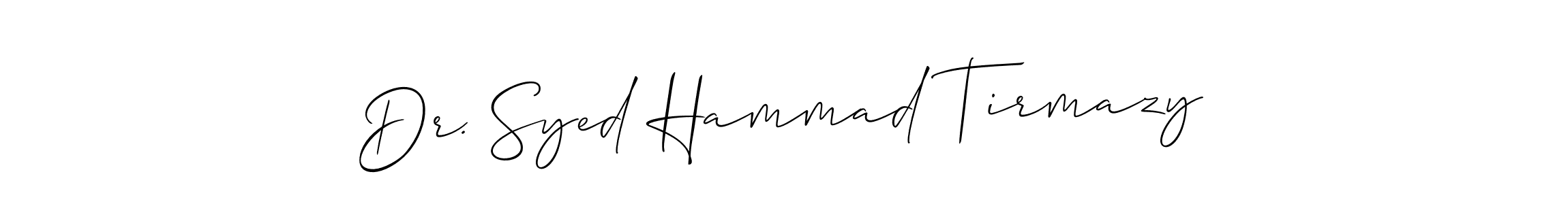 This is the best signature style for the Dr. Syed Hammad Tirmazy name. Also you like these signature font (Allison_Script). Mix name signature. Dr. Syed Hammad Tirmazy signature style 2 images and pictures png