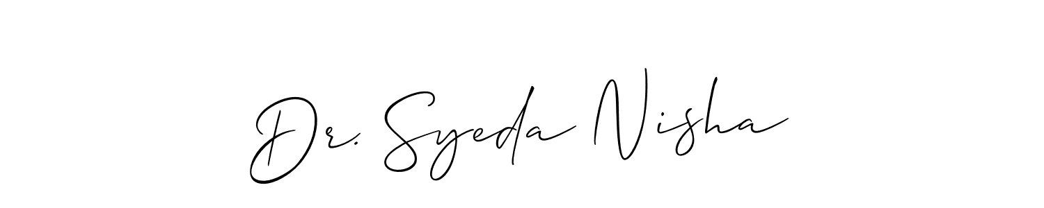 Once you've used our free online signature maker to create your best signature Allison_Script style, it's time to enjoy all of the benefits that Dr. Syeda Nisha name signing documents. Dr. Syeda Nisha signature style 2 images and pictures png
