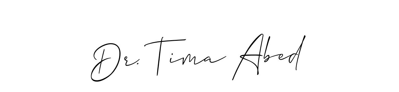 You should practise on your own different ways (Allison_Script) to write your name (Dr. Tima Abed) in signature. don't let someone else do it for you. Dr. Tima Abed signature style 2 images and pictures png